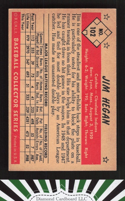 1953 Bowman Color #102 Jim Hegan VG a, back