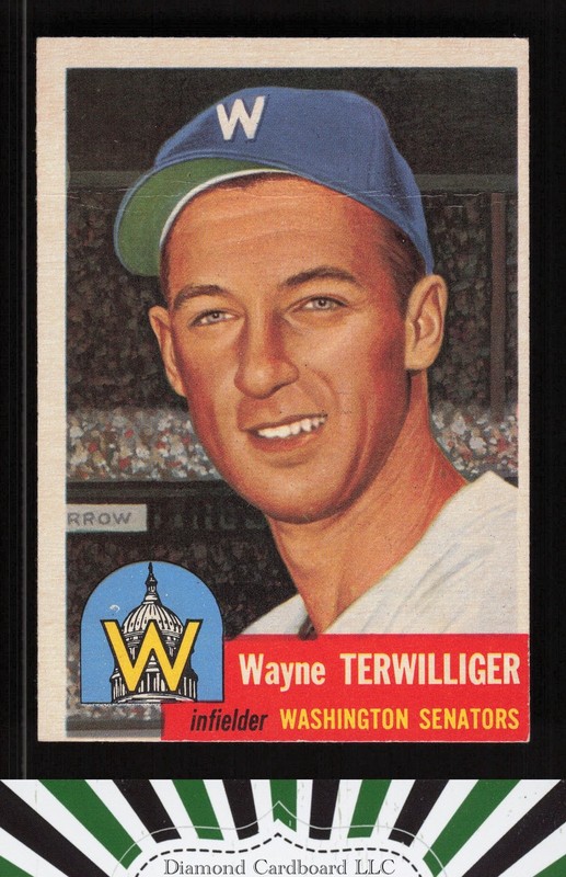 1953 Topps #159 Wayne Terwilliger : Bio uses black text FR b, front