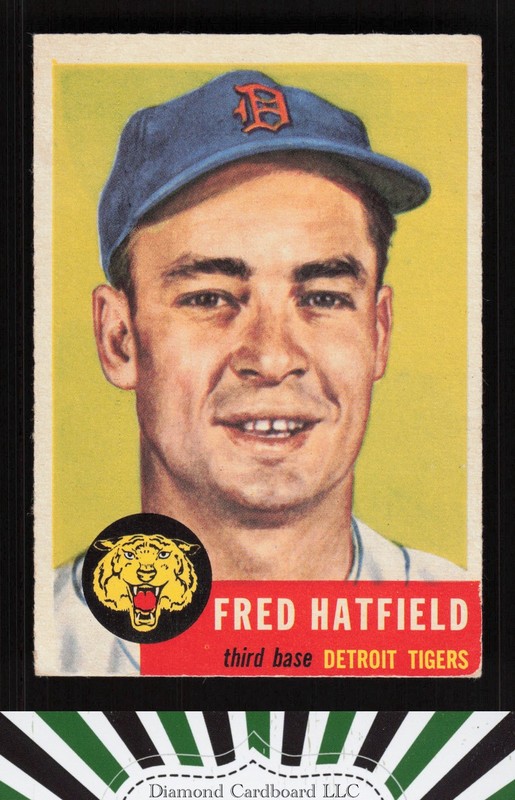 1953 Topps #163 Fred Hatfield : Bio uses white text VG g, front