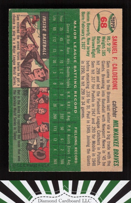 1954 Topps #68 Sammy Calderone VGEX j, back