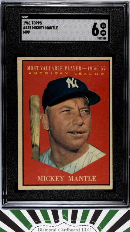 1961 Topps #475 Mickey Mantle MVP SGC 6, front