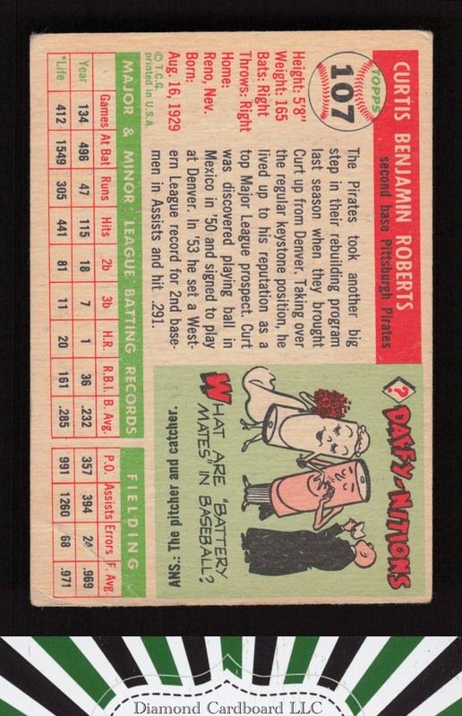 1955 Topps #107 Curt Roberts GD a, back
