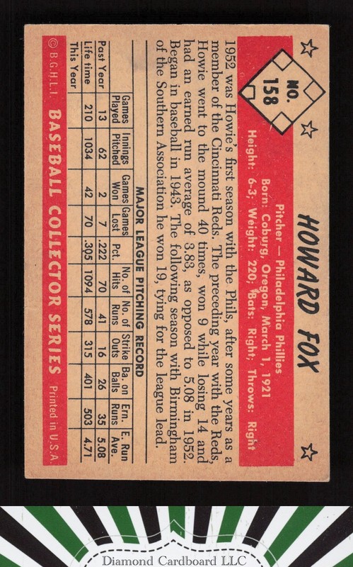 1953 Bowman Color #158 Howie Fox VGEX+ a, back