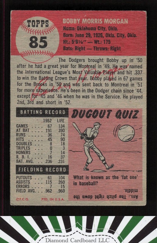 1953 Topps #85 Bobby Morgan VG c, back