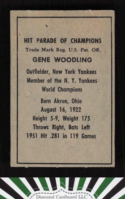 1952 Berk Ross # Gene Woodling EX+, back