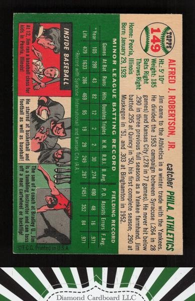 1954 Topps #149 Jim Robertson EX h, back