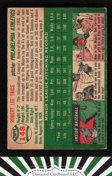1954 Topps #148 Bob Trice VGEX o, back