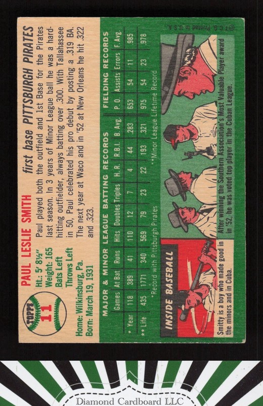 1954 Topps #11 Paul Smith VGEX+ k, back