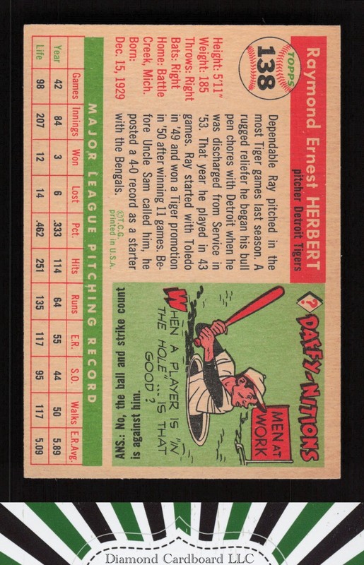 1955 Topps #138 Ray Herbert EX j, back