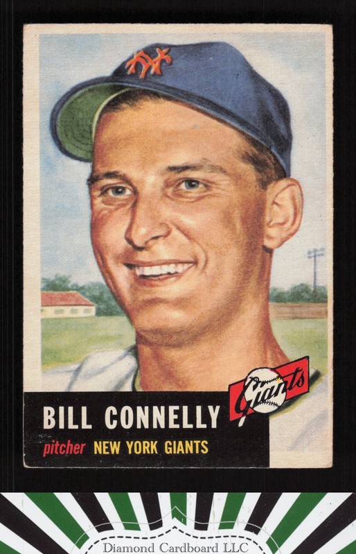 1953 Topps #126 Bill Connelly : Bio uses white text VGEX f, front