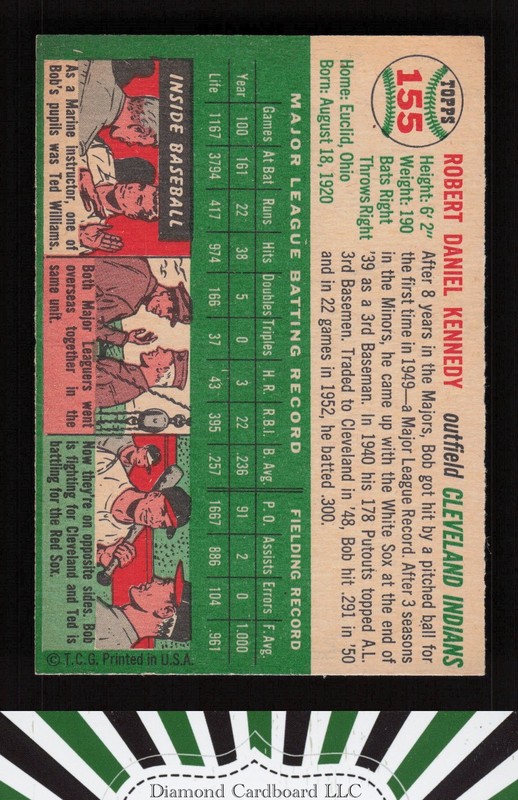 1954 Topps #155 Bob Kennedy EXMT f, back