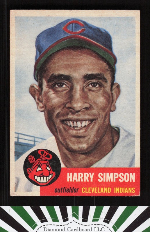 1953 Topps #150 Harry Simpson : Bio uses black text VGEX h, front