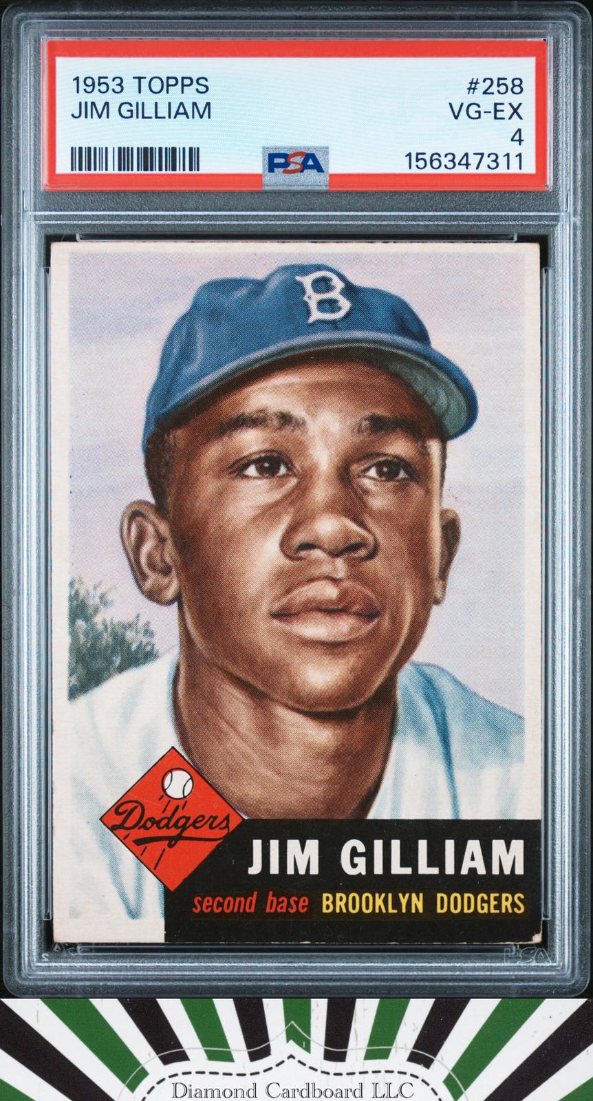 1953 Topps #258 Jim Gilliam PSA 4, front