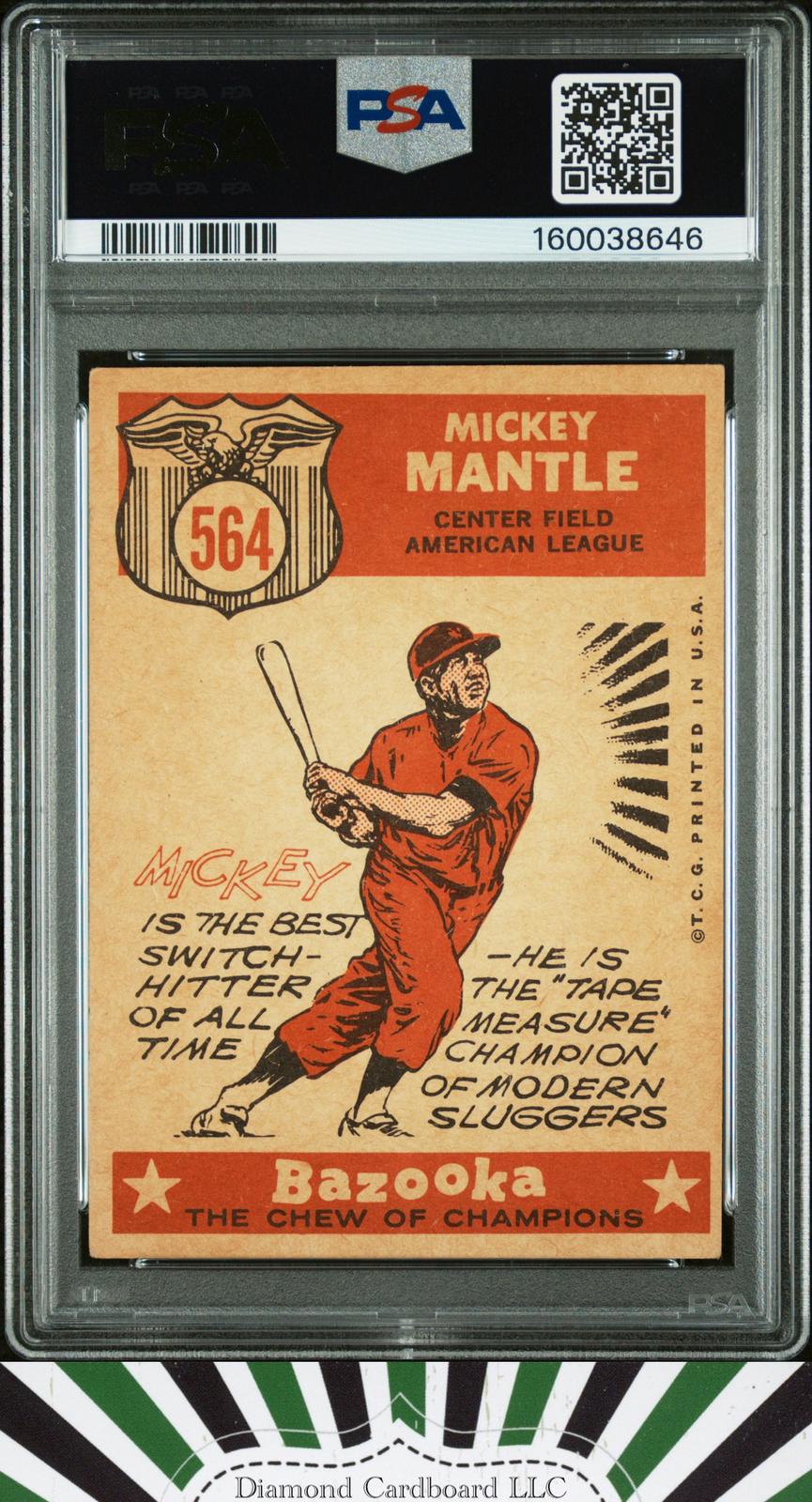 1959 Topps #564 Mickey Mantle All Star PSA 4, back
