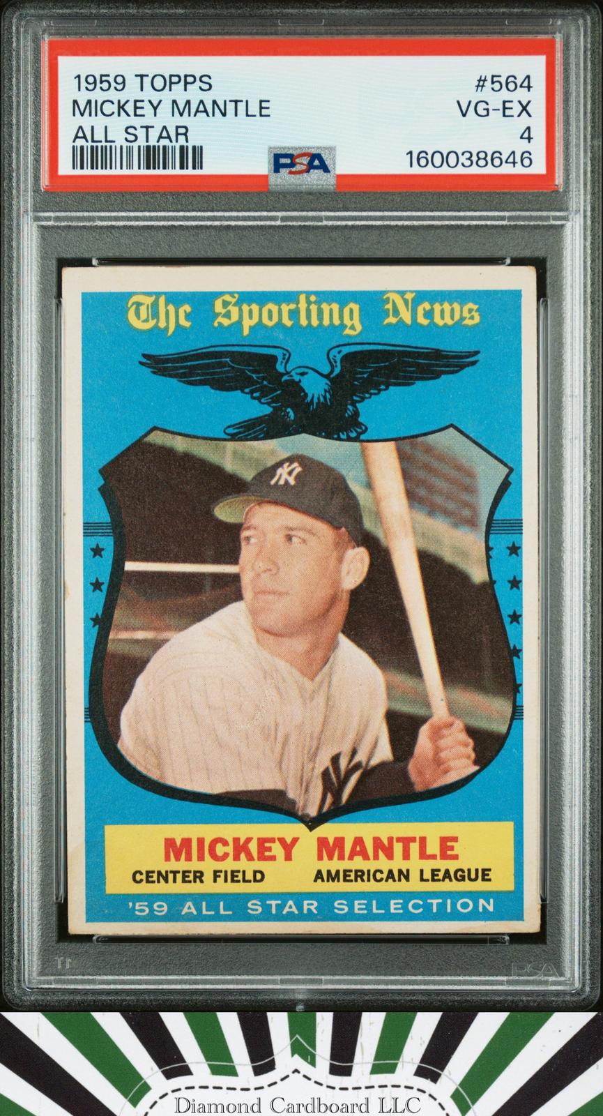 1959 Topps #564 Mickey Mantle All Star PSA 4, front