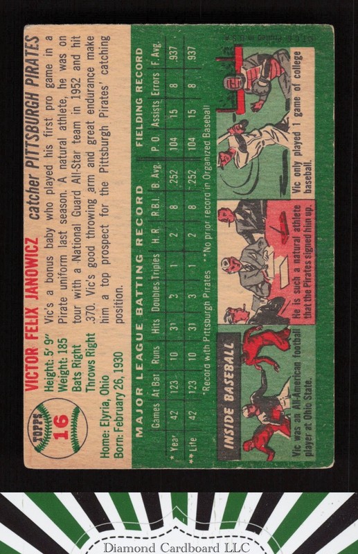 1954 Topps #16 Vic Janowicz VGEX b, back