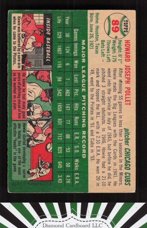 1954 Topps #89 Howie Pollet VG+ j, back