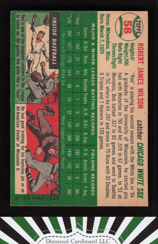 1954 Topps #58 Bob Wilson EX [NICELY CENTERED] d, back
