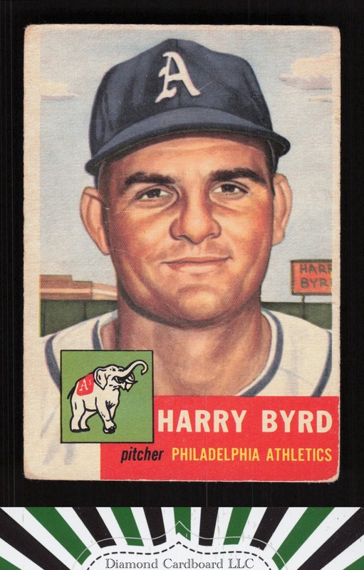 1953 Topps #131 Harry Byrd : Bio uses white text FR a, front