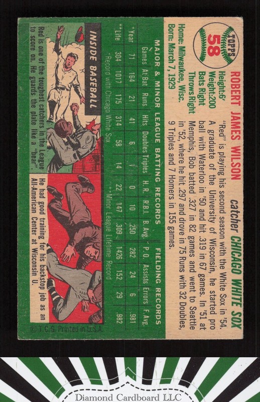 1954 Topps #58 Bob Wilson GD+ h, back