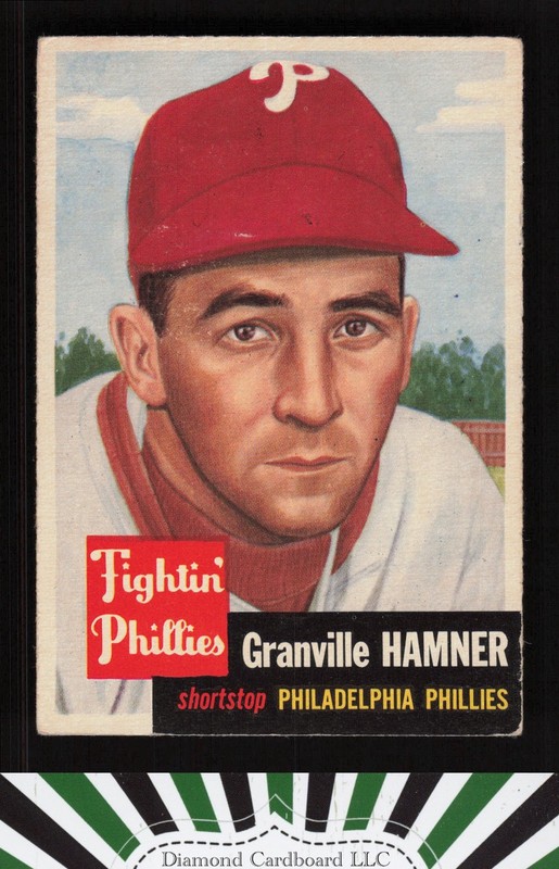 1953 Topps #146 Granny Hamner : Bio uses white text VGEX [CENTERED] d, front