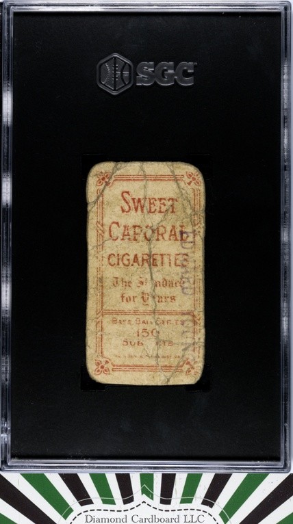 1909 T206 Sweet Caporal Walter Johnson Portrait SGC A Authentic, back