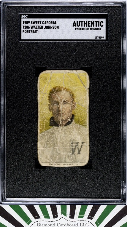 1909 T206 Sweet Caporal Walter Johnson Portrait SGC A Authentic, front