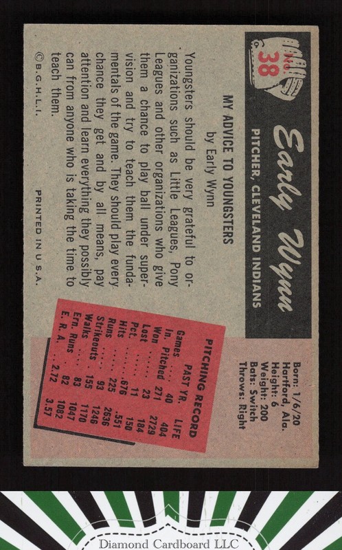 1955 Bowman #38 Early Wynn EX+ [CENTERED] c, back