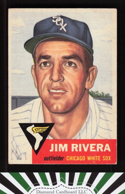 1953 Topps #156 Jim Rivera : Bio uses white text VG e, front
