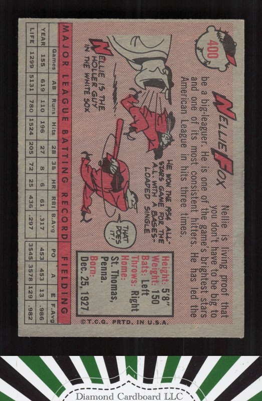 1958 Topps #400 Nellie Fox EXMT j, back