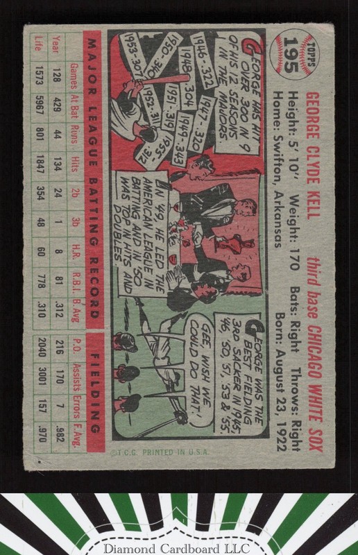1956 Topps #195 George Kell VG+ f, back