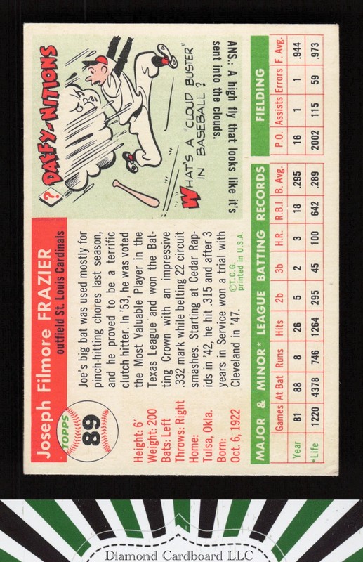 1955 Topps #89 Joe Frazier VGEX h, back