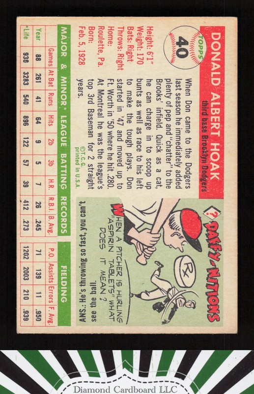 1955 Topps #40 Don Hoak VGEX k, back