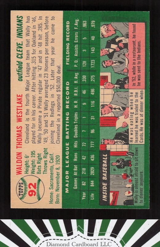 1954 Topps #92 Wally Westlake NM a, back