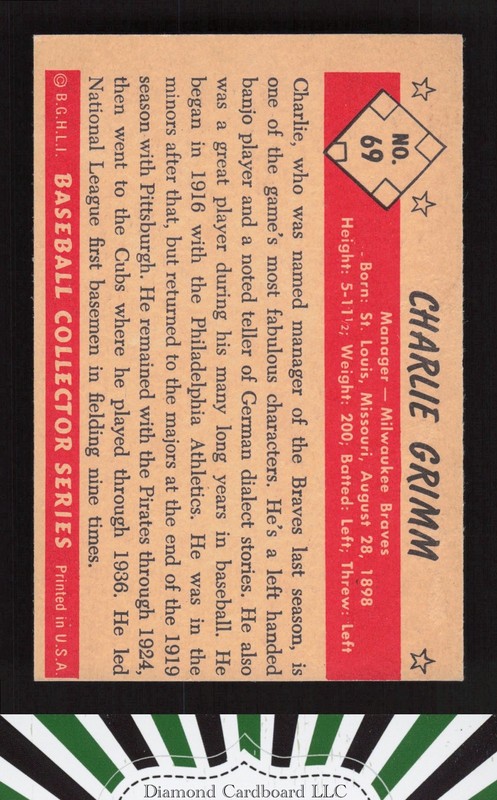 1953 Bowman Color #69 Charlie Grimm NM (MC) a, back