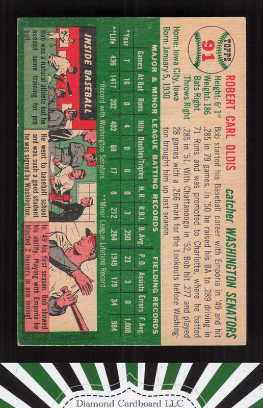 1954 Topps #91 Bob Oldis EX j, back