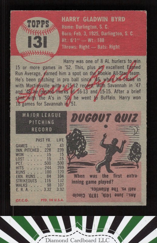 1953 Topps #131 Harry Byrd : Bio uses white text VGEX [CENTERED] h, back