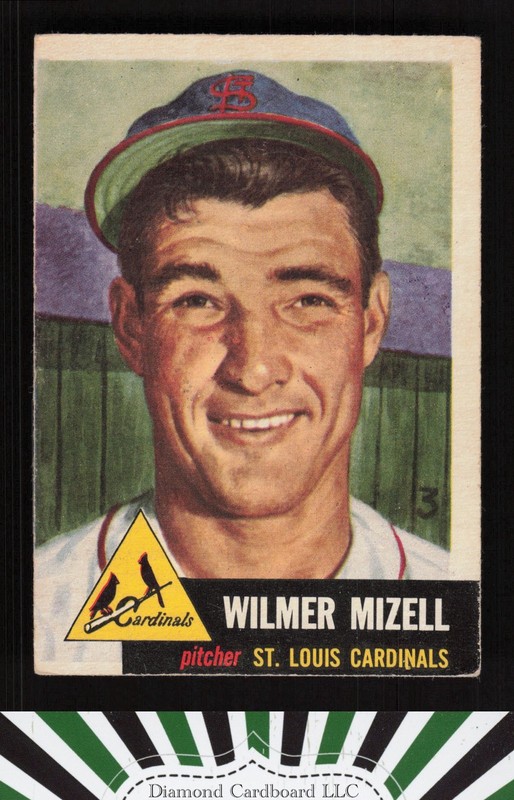1953 Topps #128 Wilmer Mizell : Bio uses white text VGEX (MC) b, front