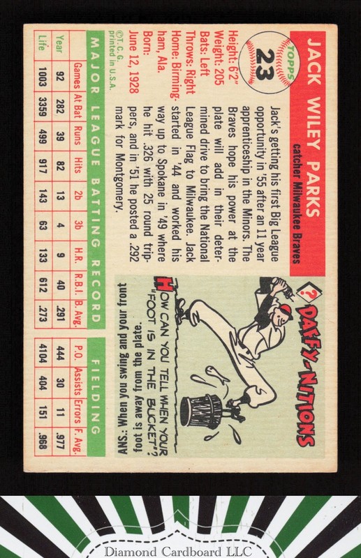 1955 Topps #23 Jack Parks VGEX+ r, back