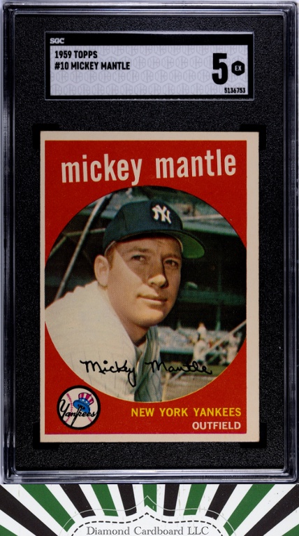 1959 Topps #10 Mickey Mantle SGC 5, front
