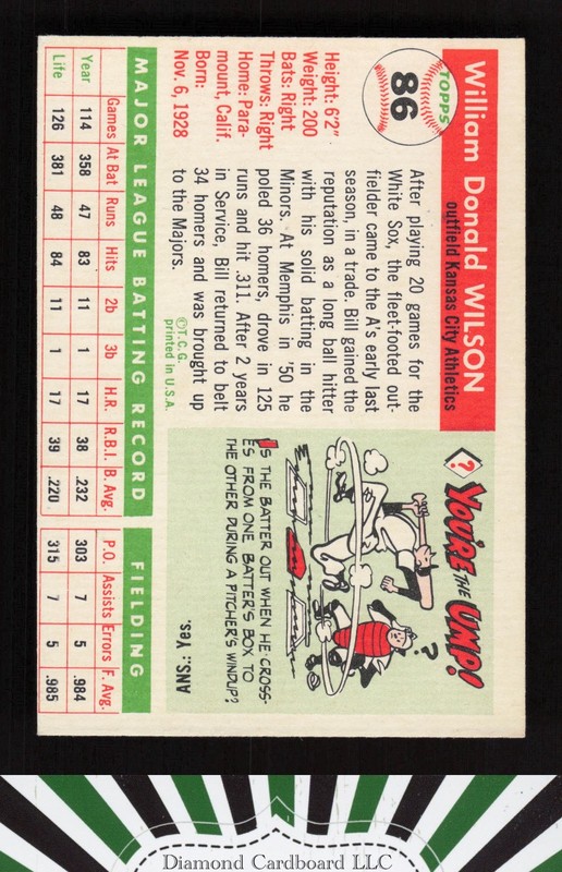 1955 Topps #86 Bill Wilson VGEX+ j, back