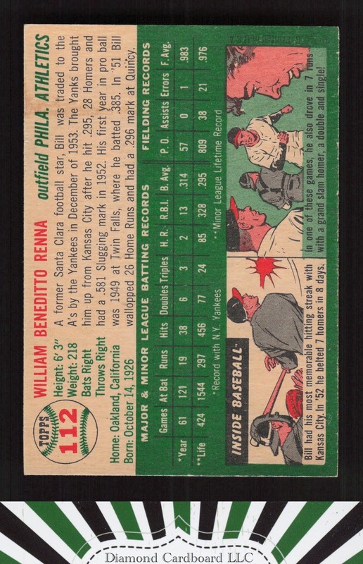 1954 Topps #112 Bill Renna GD+ e, back
