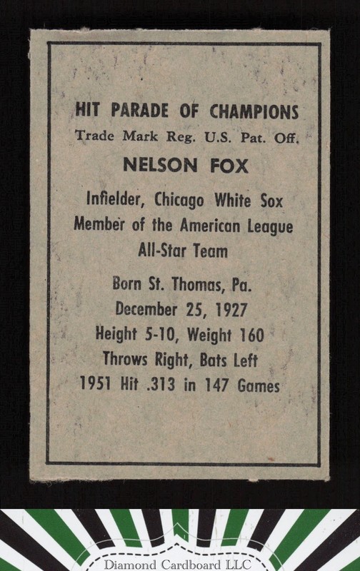 1952 Berk Ross # Nelson Fox EXMT, back