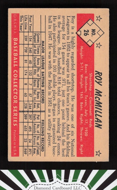 1953 Bowman Color #26 Roy McMillan VGEX a, back