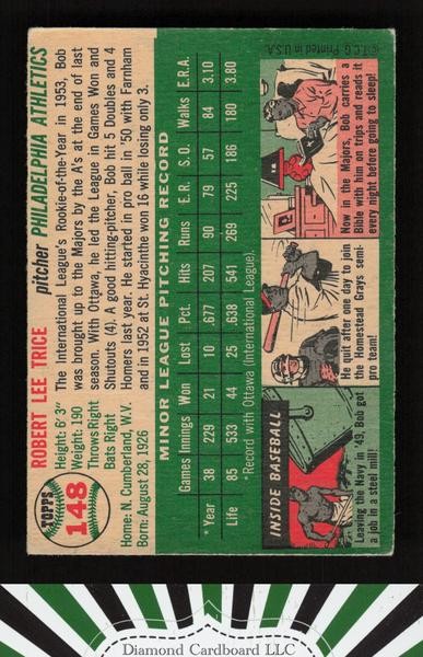 1954 Topps #148 Bob Trice VGEX h, back