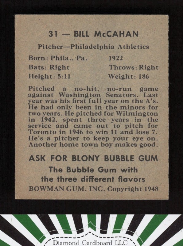 1948 Bowman #31 Bill McCahan EX b, back