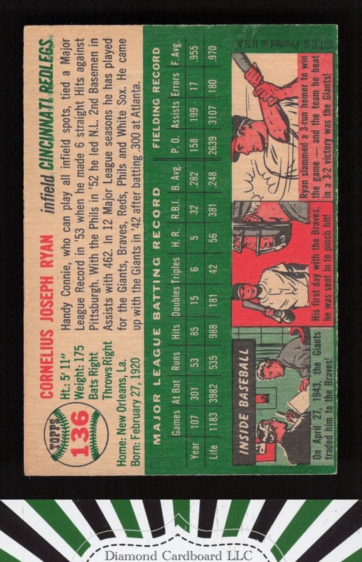 1954 Topps #136 Connie Ryan VGEX f, back