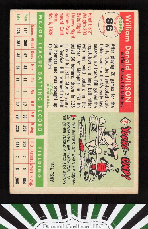 1955 Topps #86 Bill Wilson VG g, back