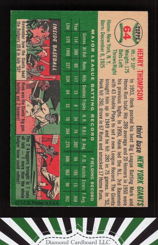 1954 Topps #64 Hank Thompson VGEX+ d, back