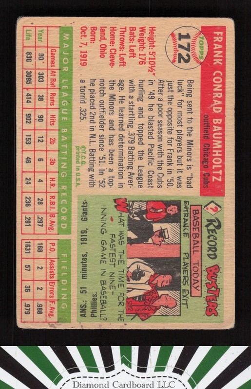 1955 Topps #172 Frank Baumholtz GD i, back